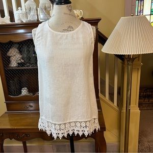 ❤️Terzo Millennio 100% Linen Sleeveless Top with 100% Cotton Trim.  Sz  S.  EUC.